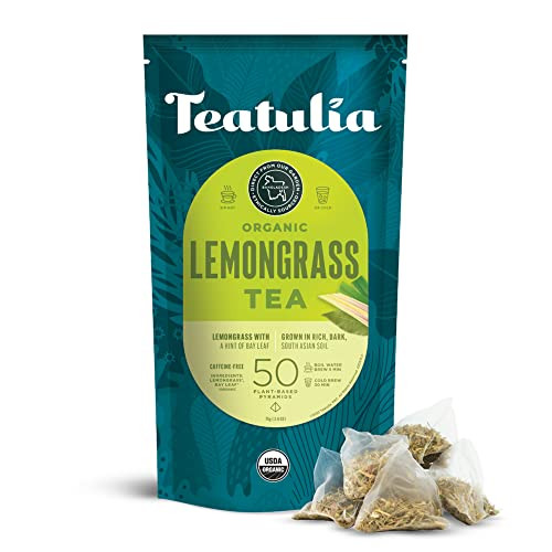 Teatulia Organic Lemongrass Tea + Bay Leaf Tea Bags (50 Pyramid Sachet Teabags) Raw Whole Leaf 100% Compostable And Sustainably Grown In Bangladesh. Caffeine Free Herbal Lemon Grass Tea | Amazon (US)
