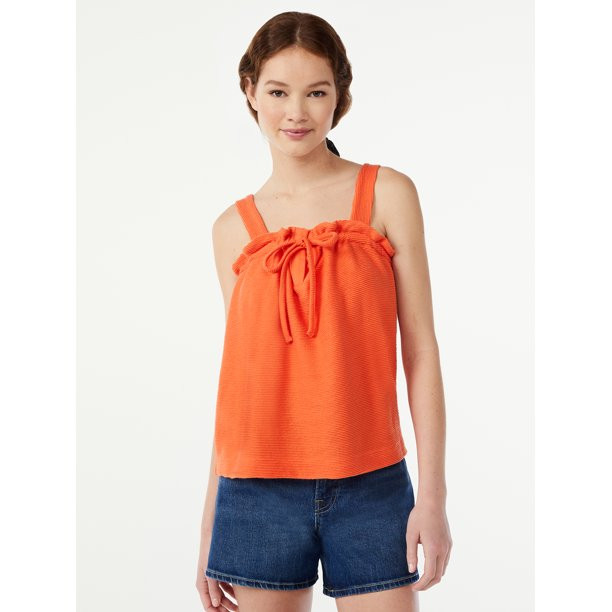 Free Assembly Women's Slit Front Tie Tank Top - Walmart.com | Walmart (US)