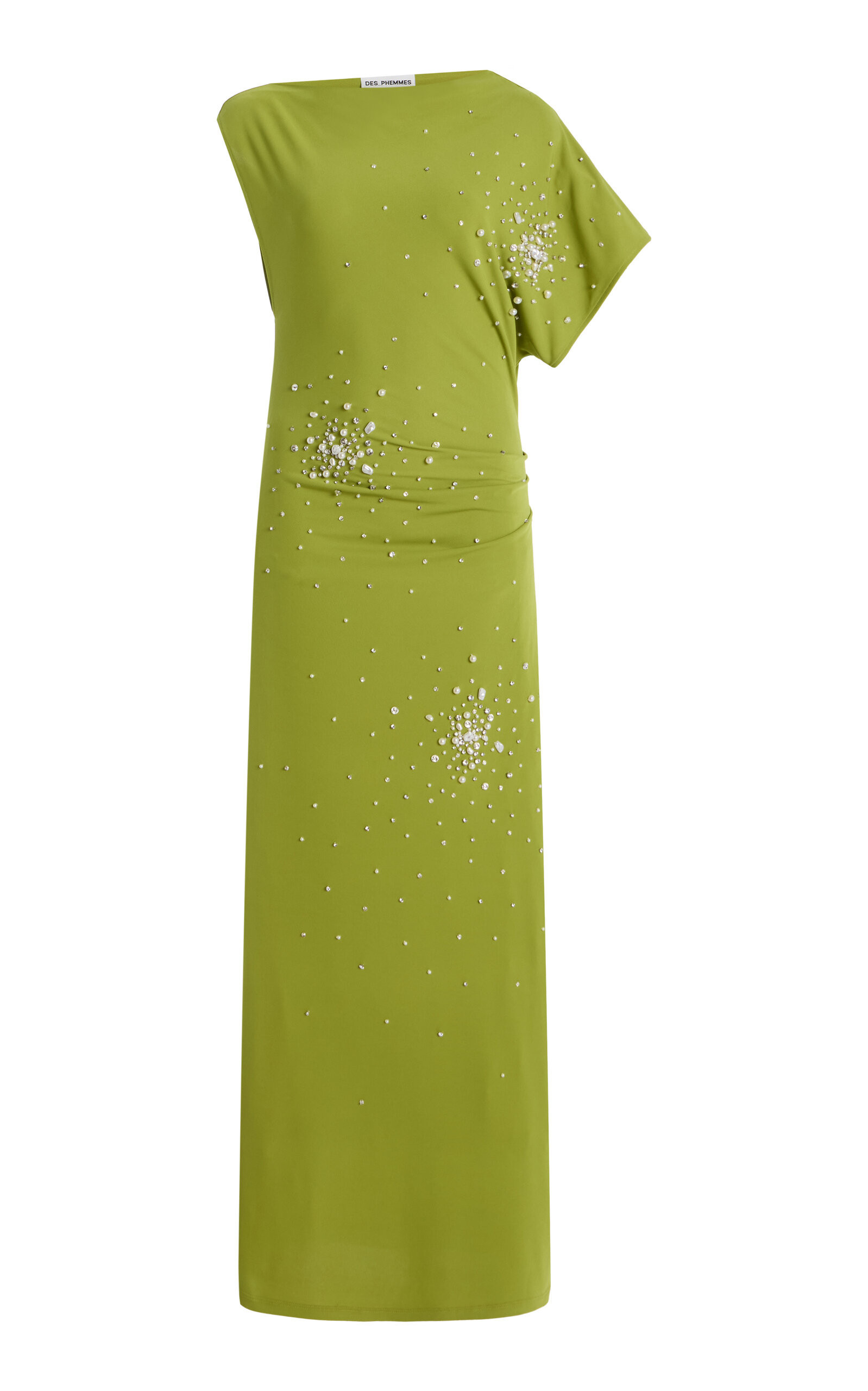 DES_PHEMMES - Exclusive Riviera Asymmetric Embellished Midi Dress - Green - IT 44 - Moda Operandi | Moda Operandi (Global)