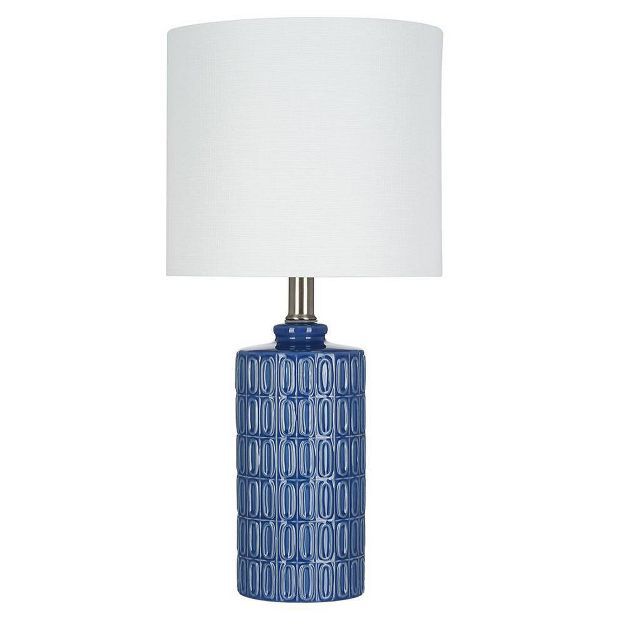 18" Textured Ceramic Table Lamp with Linen Shade (Includes LED Light Bulb) Blue - Cresswell Light... | Target