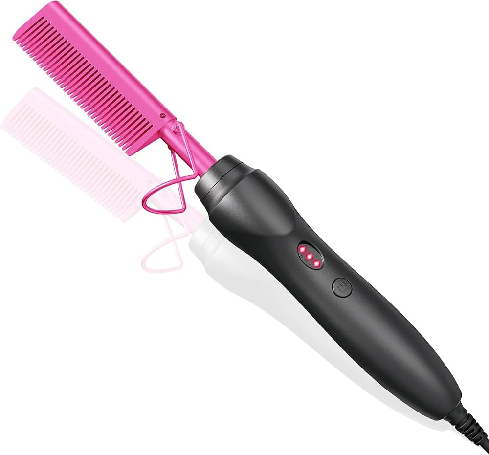 Hot Comb Hair Straightener Heat Pressing Combs - Ceramic Electric Hair Straightening Comb, Curlin... | Amazon (US)
