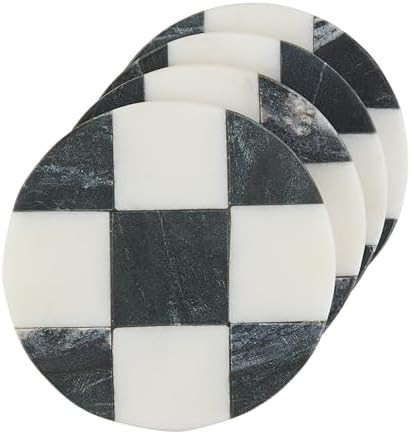 Mud Pie Circle Checkered Coaster Set; 4" x 4" | Amazon (US)