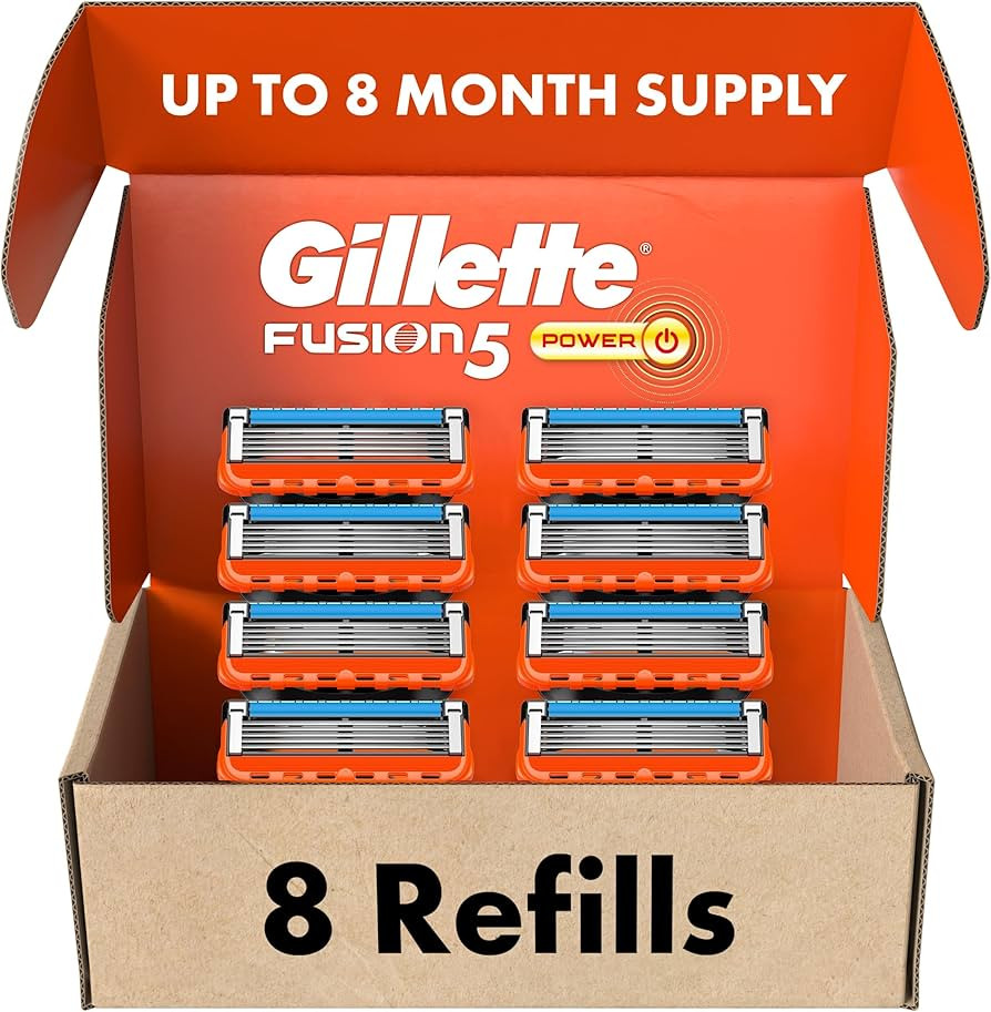 Gillette Fusion5 Power Razor Blade Refills, 8 Count, Lubrastrip for a More Comfortable Shave for ... | Amazon (US)