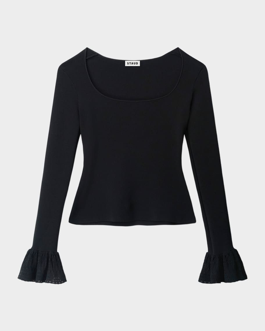 Shelley Crochet-Cuff Knit Top | Neiman Marcus