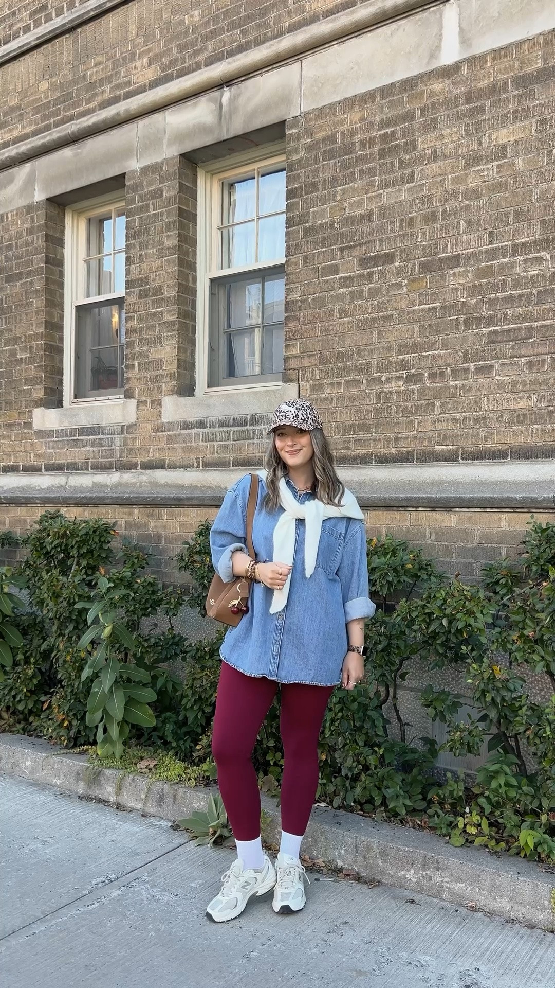 Comfy fall outfit! Wearing L in the denim shirt (exact Canadian shirt link under “similar products”). Also wearing L in the leggings, this color is “deep cherry” from last year, linked this year’s shade of burgundy. New Balance sneakers are super comfy for walking, I’m a 9.5-10 and wear a 9. Triangle scarf is such a fun accessory for fall! Exact Canadian scarf link also under “similar”

#LTKfall #LTKstyletip #LTKmidsize