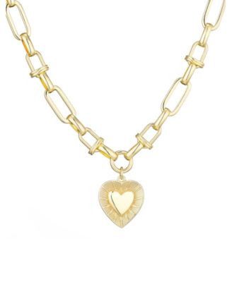 Adornia Gold Chunky Mixed Link Chain Fluted Heart Necklace - Gold | Macy's