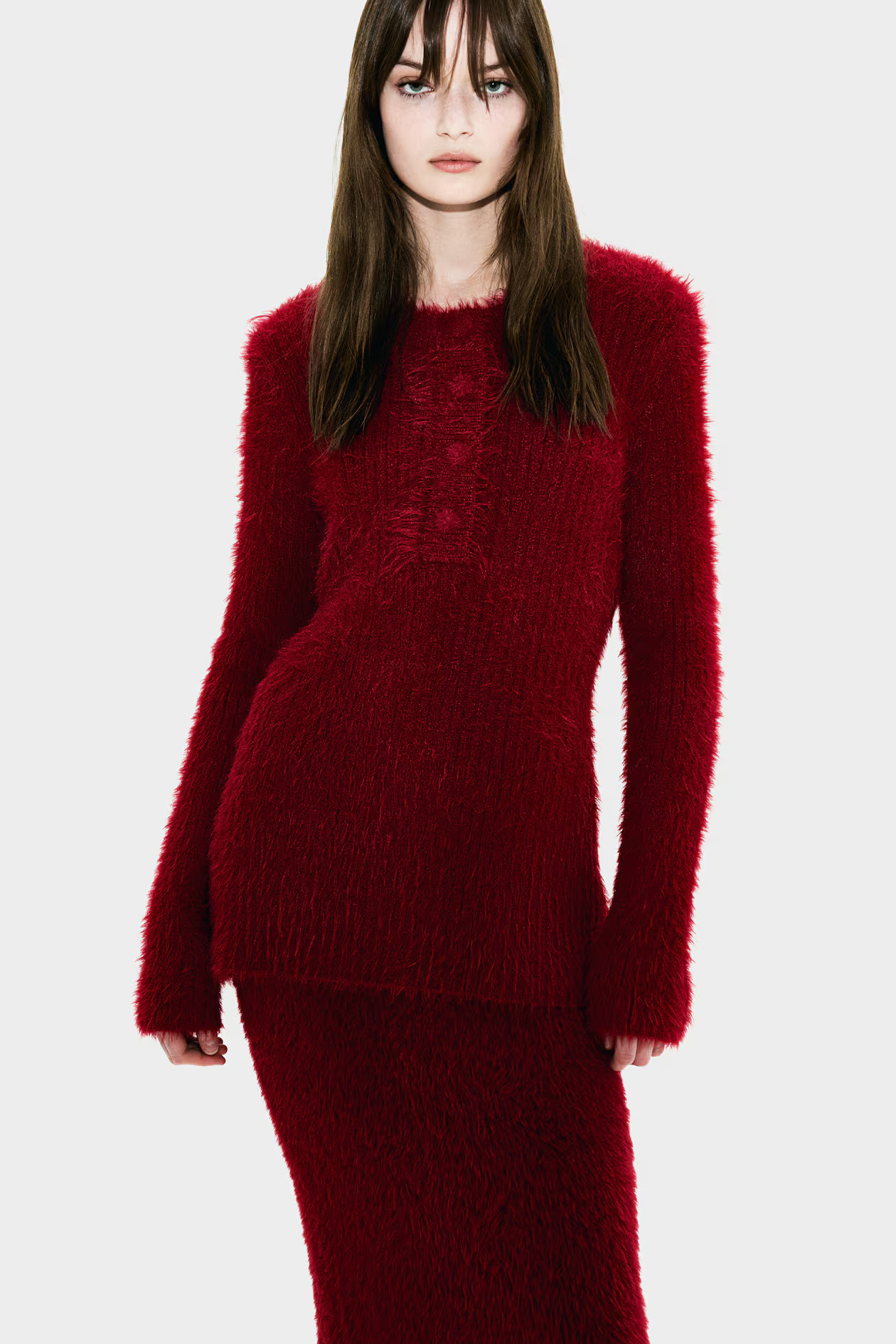 Fluffy-knit jumper - Dark red - Ladies | H&M GB | H&M (UK, MY, IN, SG, PH, TW, HK)