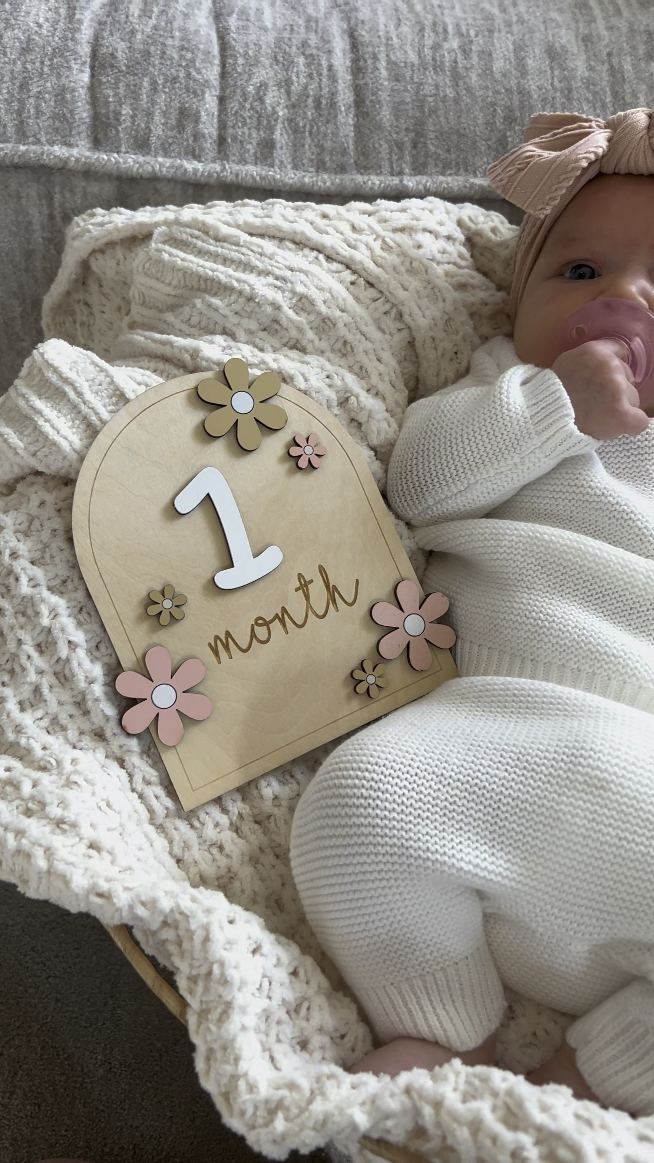 Milestone photos for month 1 of Sadie Mae 🥹

#LTKBump #LTKKids #LTKBaby