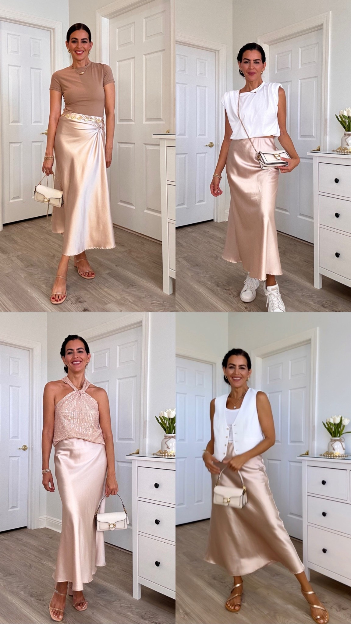 Size M on the skirt. And quick #fashionhack on how to tuck your Tshirt with a silk skirt or over a dress.

My size: 1 am 5’7” | 130 pounds
#amazonmusthaves #satinskirt #springfashion

#LTKSpringSale #LTKootd

#LTKVideo #LTKwedding #LTKSeasonal