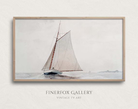 Samsung Frame TV Art | Vintage Sailboat at Sea Watercolor Painting | Vintage Samsung Art | Digita... | Etsy (US)