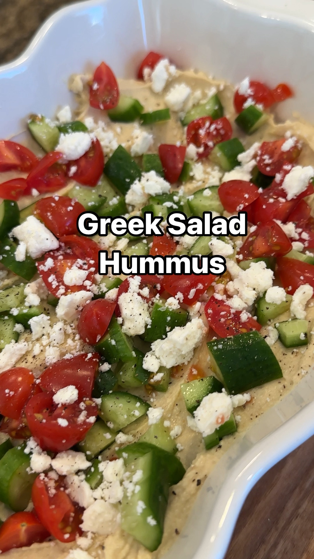 What’s a Sunday without some Sunday snacks?

Sharing an easy and light appetizer that is perfect for a healthy mid day snack.

Here’s what you’ll need:

Your favorite hummus
1 cup of Persian cucumbers, diced small
1 cup of Cherry tomatoes, diced small, seeds removed
1/2 cup of crumbled feta cheese
Salt and Pepper
Drizzle of Olive Oil

Peppers, cucumbers and mini pitas to dip.

Spread the hummus in a dish.
Sprinkle tomatoes, cucumbers and feta ontop.
Top with freshly cracked salt and pepper.
Drizzle with olive oil.
Serve with your favorite dippers, I like mini pita bread, cucumber slices and bell peppers.
I picked everything up at Costco!

#LTKVideo