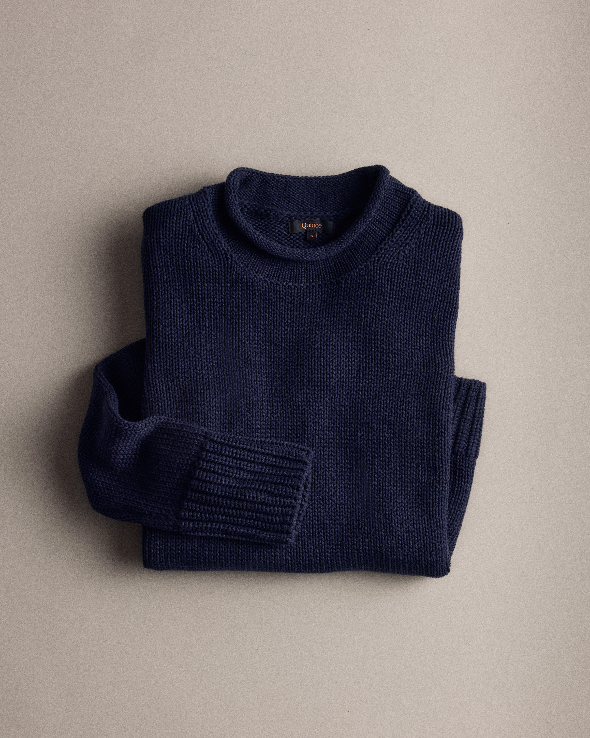 Quince | Women's Roll Neck Sweater in Navy, Size XS, Organic Cotton | Quince