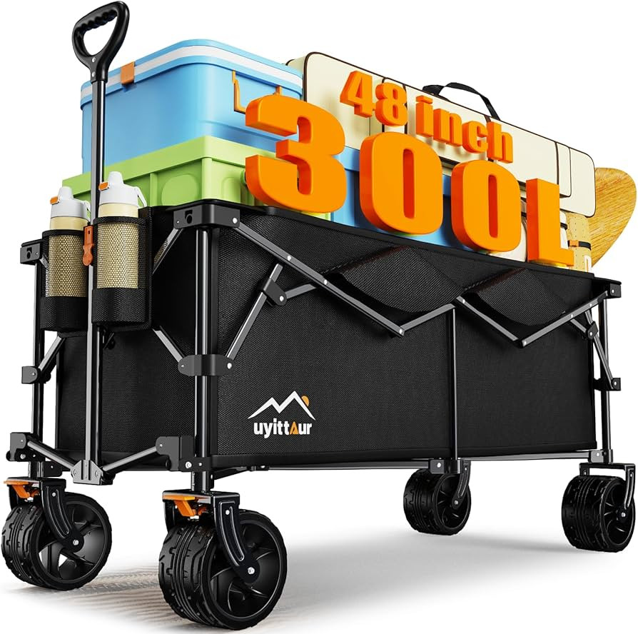 300L Extra Large Collapsible Foldable Wagon, 440lbs Load Capacity 48''L Extended Heavy Duty Foldi... | Amazon (US)