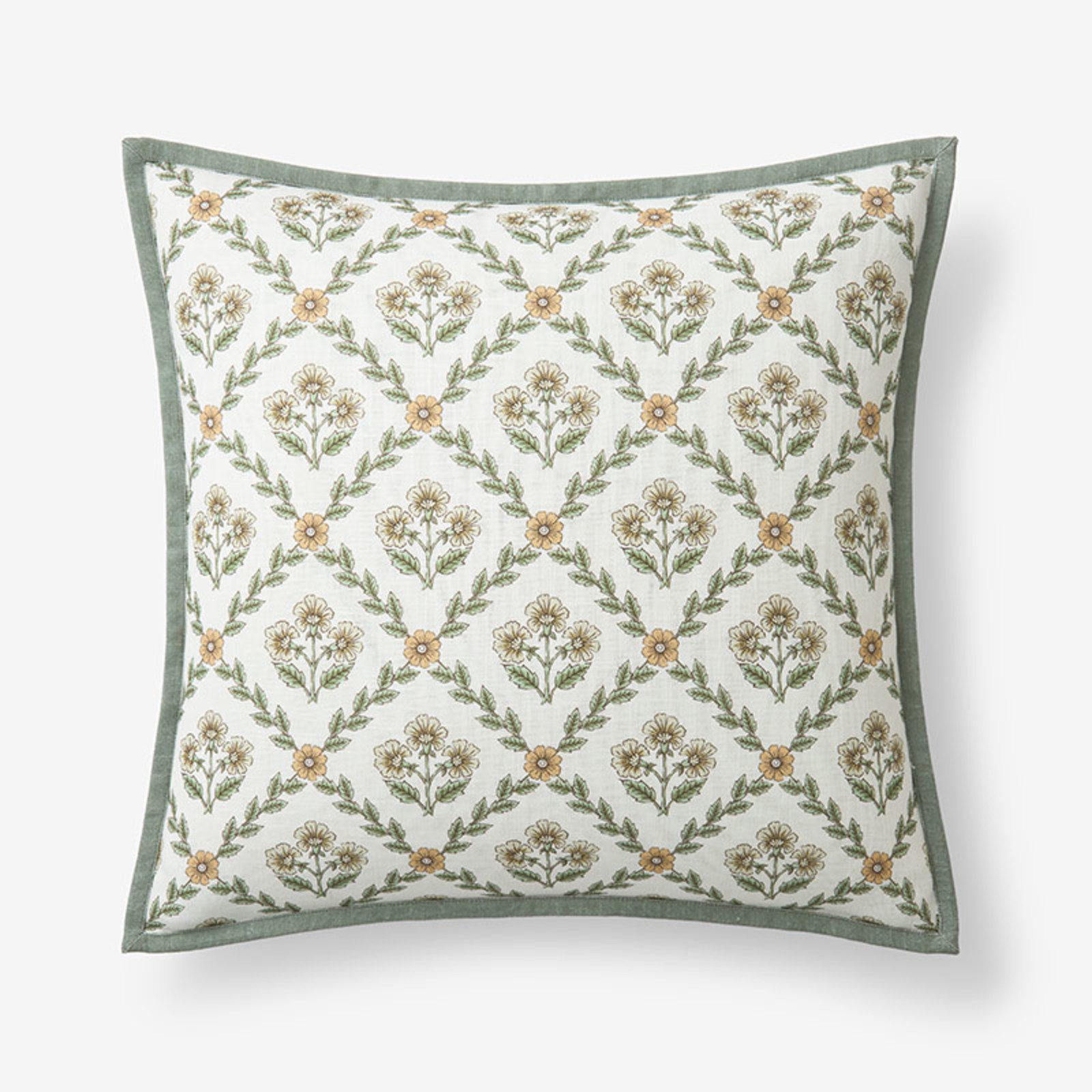 Joyous Garden Reversible Decorative Square Pillow Cover - Ivory Multi, 20 in. x 20 in. | The Company Store