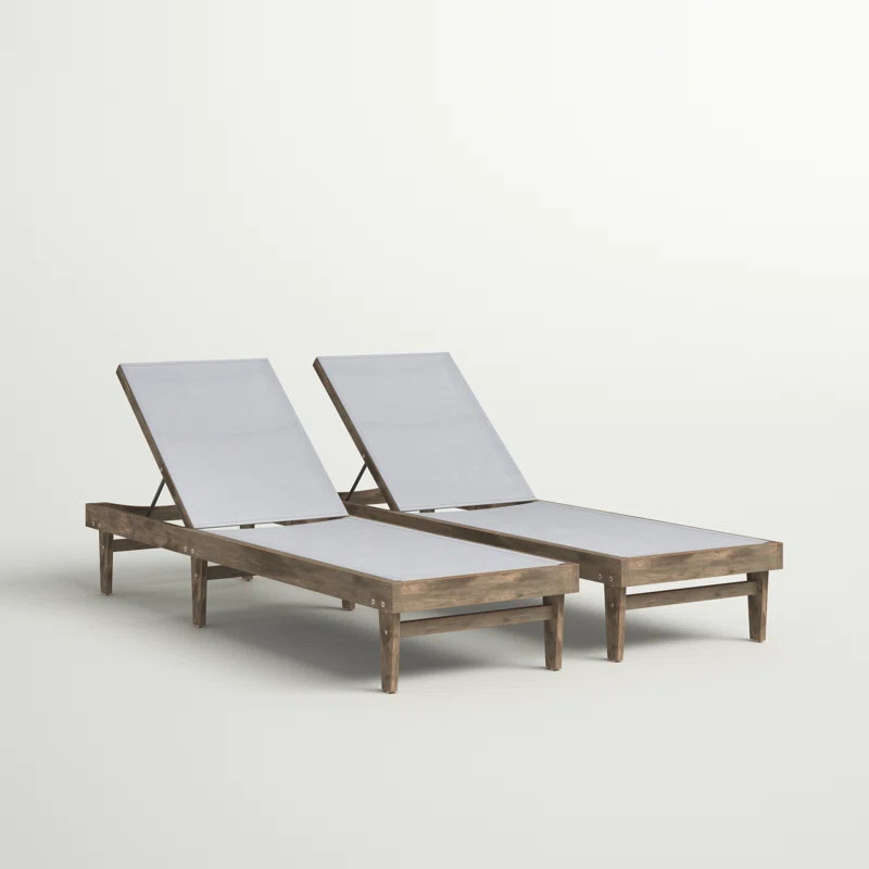 Desloge Outdoor Acacia Chaise Lounge (Set of 2) | Wayfair North America