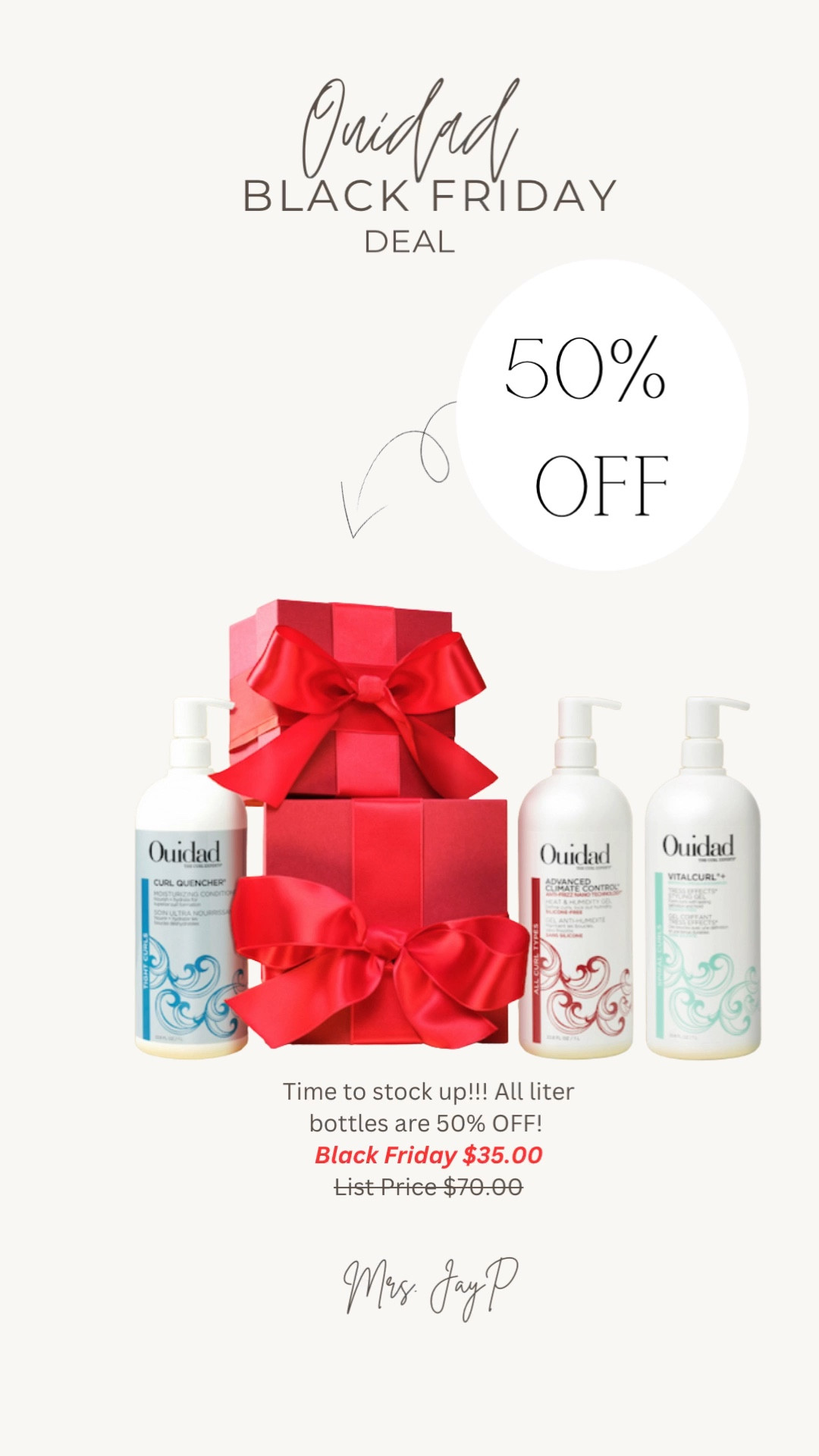 RUN don’t walk to OUIDAD’s BLACK FRIDAY SALE!!!

I’ve been using ouidad’s cleansing oil shampoo and moisture lock conditioner for about 4 years now and I LOVE them. 

Ouidad’s hair products cleanse your hair without drying it or causing the dreaded frizz.

ALL liter bottles are currently 50% OFF, plus enjoy 40% OFF sitewide. 

#LTKSaleAlert #LTKBeauty #LTKGiftGuide