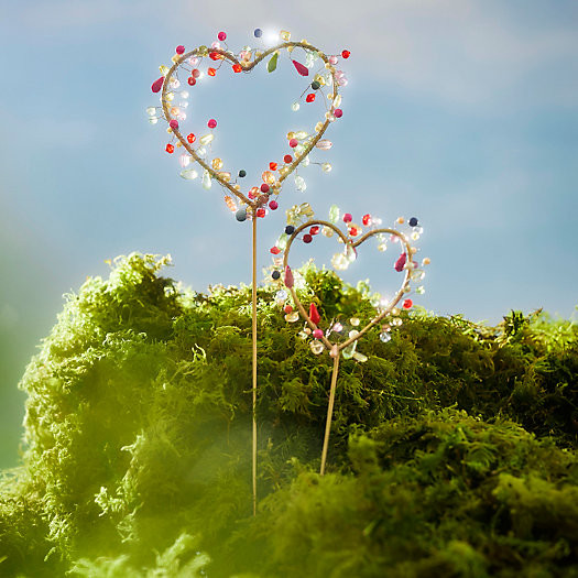 Confetti Heart Mini Iron Stakes, Set of 2 | Terrain