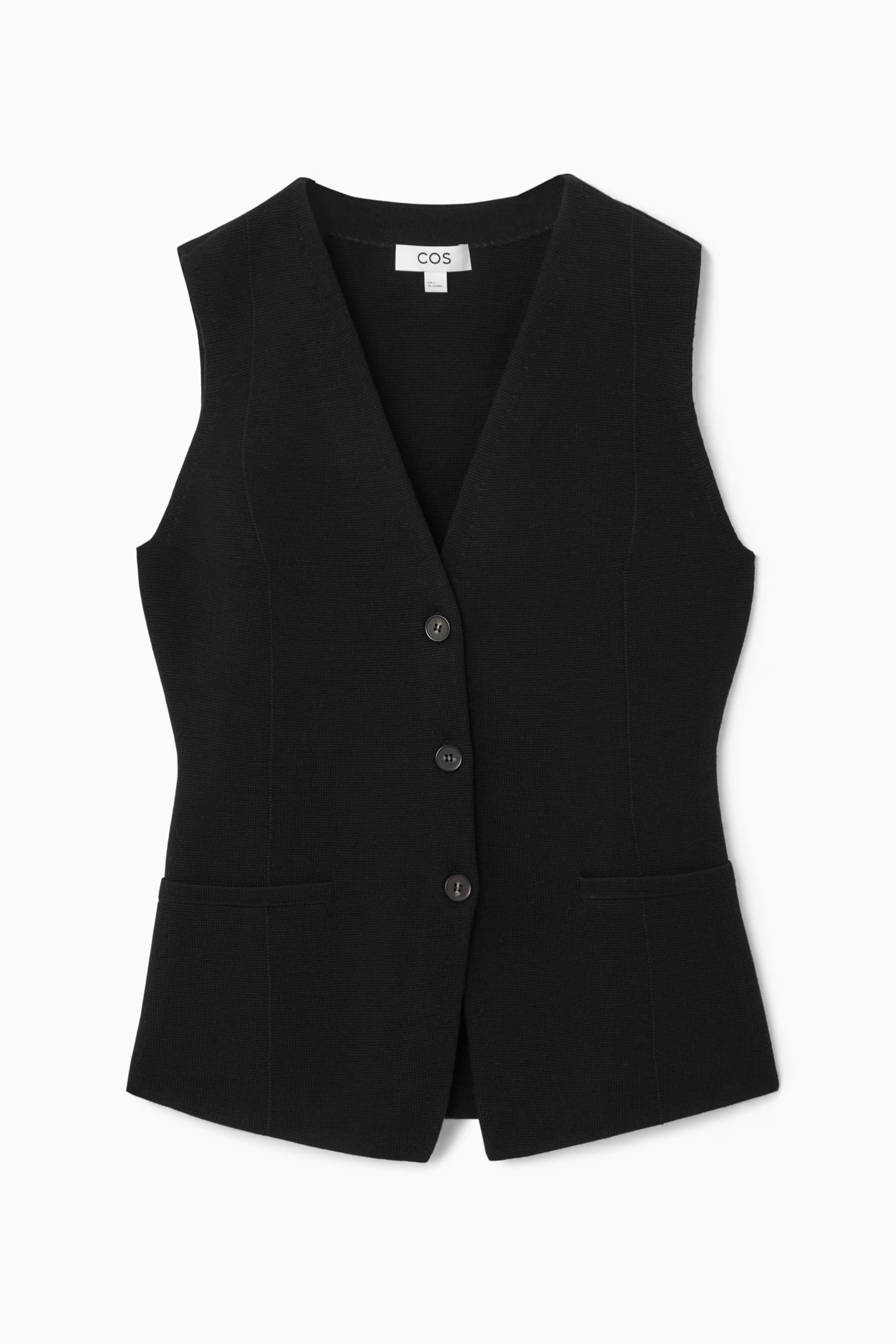LONGLINE KNITTED WOOL WAISTCOAT - BLACK | COS (AU)