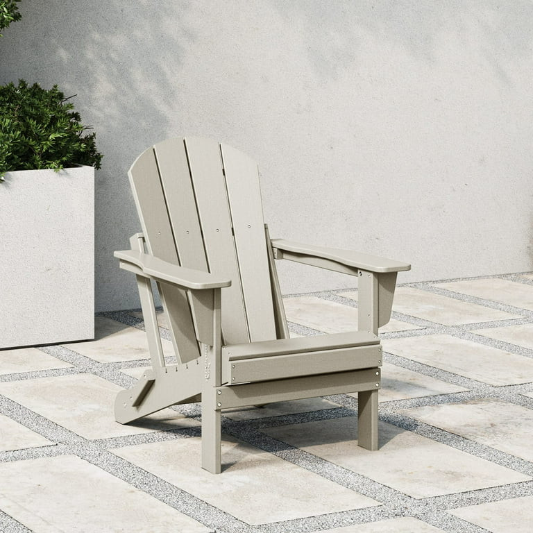WestinTrends Outdoor Folding HDPE Adirondack Chair, Patio Seat, Weather Resistant, Sand Color | Walmart (US)