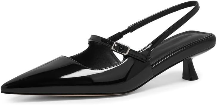 Modatope Kitten Heels Closed Toe Pointed Toe Slingback Heels Women Pumps Wedding Dress Shoes | Amazon (US)