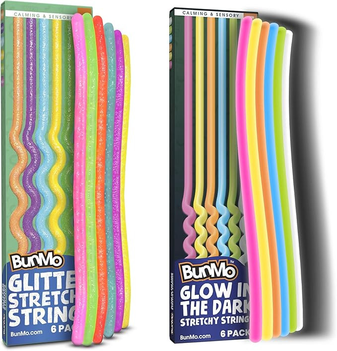 BunMo Bundles: Glow in The Dark & Glitter Stretchy Strings - Perfect Sensory Toys - Calming Senso... | Amazon (US)