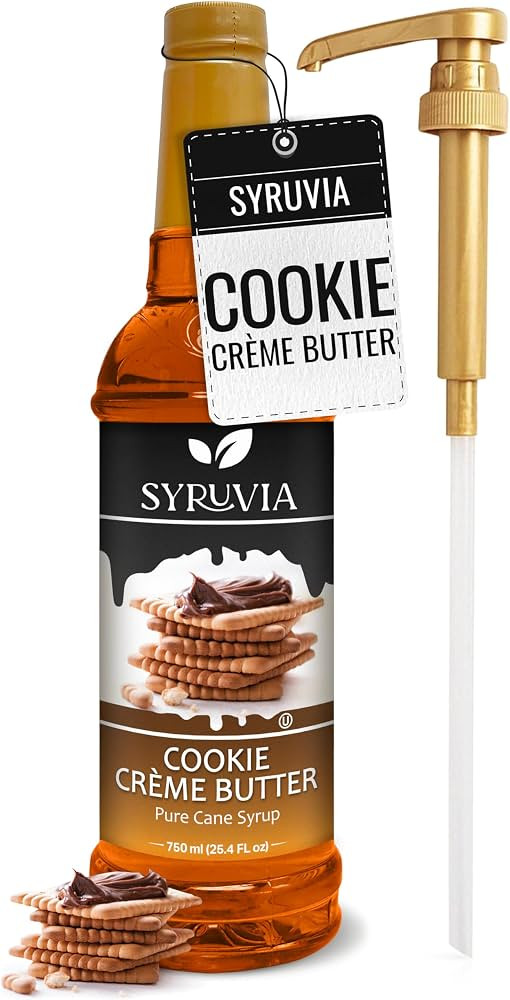 Syruvia Cookie Butter Coffee Syrup - 25.4 fl oz Premium Coffee Flavoring Syrup - Kosher Coffee Sy... | Amazon (US)