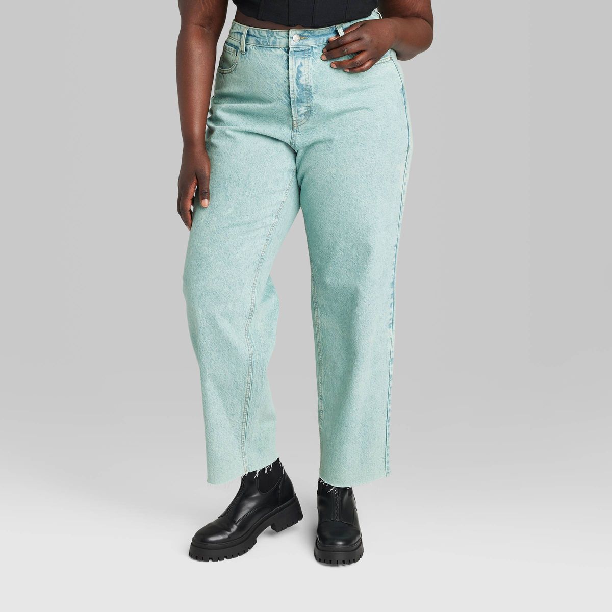 Women's High-Rise Straight Jeans - Wild Fable™ Light Teal Blue 18 | Target