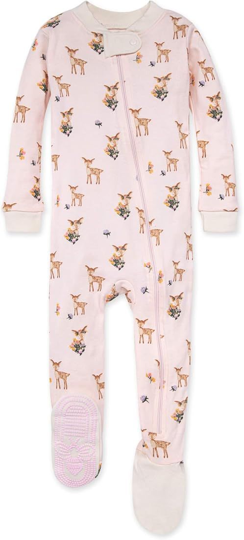 Burt's Bees Baby Baby Girls' Sleeper Pajamas, Zip Front Non-slip Footed Sleeper Pjs, 100% Organic... | Amazon (US)