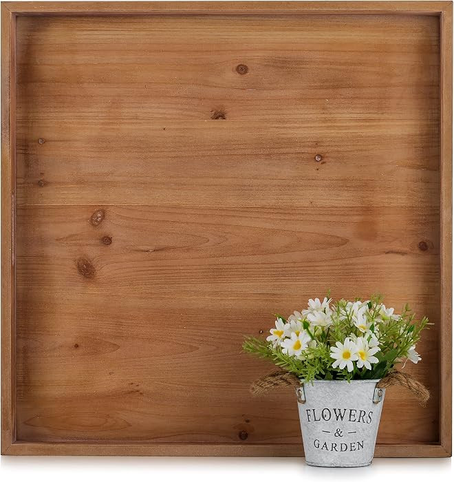 Hanobe Square Large Ottoman Tray: Extra Large Serving Wooden Trays Rustic Decorative Tray for Ott... | Amazon (US)
