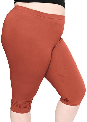 Women's Oh So Soft Knee Length Leggings Rust 2X | Amazon (US)