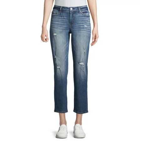 Time and Tru Women's Destructed Boyfriend Jeans | Walmart (US)