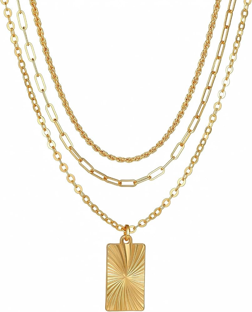 SEADAY Layered Gold Necklace for Women, Gold Stack Necklace | Amazon (US)