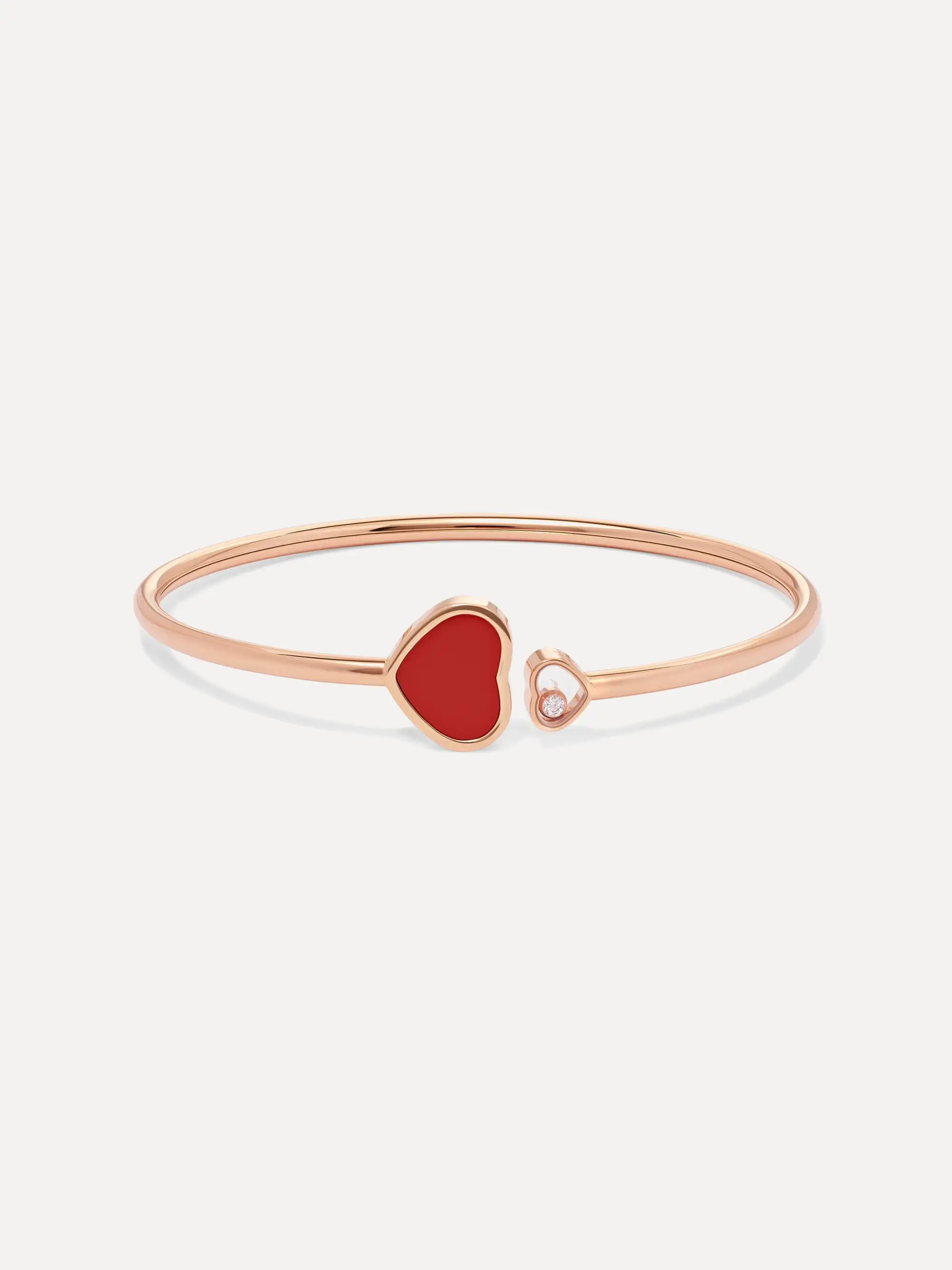 Happy Hearts 18-karat rose gold, diamond and red stone cuff | NET-A-PORTER (US)