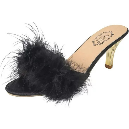 Women s Plush Kitten Heels Flurry Slippers Fuzzy Slippers | Walmart (US)