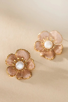 The Pink Reef Small Handpainted Floral Earrings | Anthropologie (US)