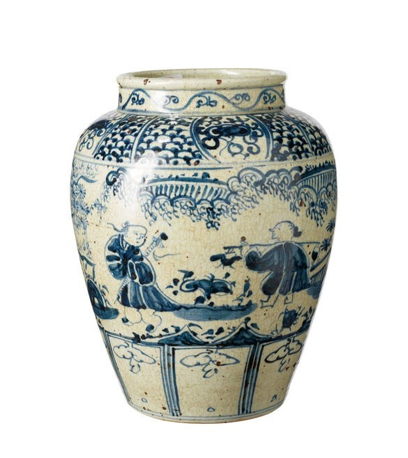 Lvliang Porcelain Jar - White/Blue | OKA US