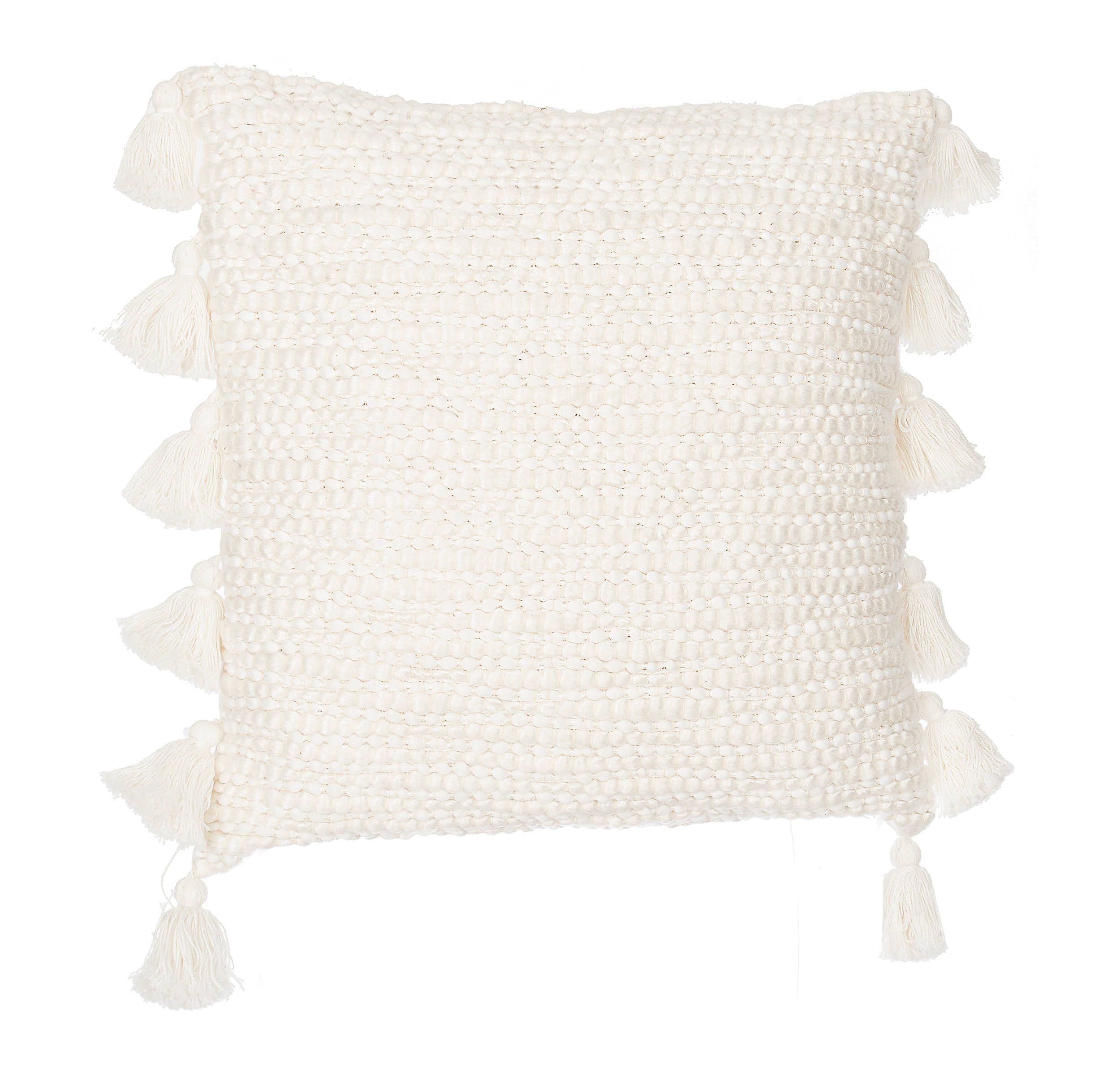 Ivory Cotton Knots Pillow with Tassels | Kirkland's Home