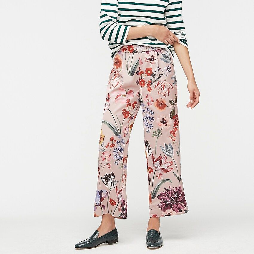 Relaxed pull-on cropped pant in Dutch floral | J.Crew US