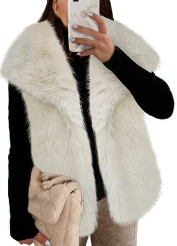 Cicy Bell Womens Oversized Faux Fur Vests Fuzzy Warm Open Front Lapel Sleeveless Fluffy Cropped W... | Amazon (US)