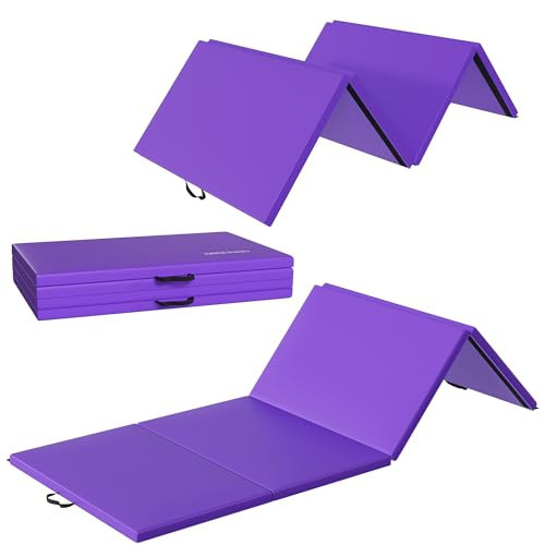 Fitvids Folding Exercise Gymnastics Mat, 10'x 4'x 2" Gym Workout Mat with Carrying Handles Extra Thick 4-Fold High-Density Anti-Tear Portable Fitness Aerobics Mats for Home Gym Yoga Pilates Tumbling MMA Core Training | Amazon (US)