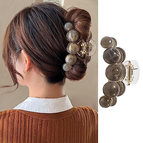 Large Grey Pearl Hair Claw Clips - Elegant Non-Slip Clamps with Strong Hold for Thick or Thin Hair, Stylish Hair Accessories | Amazon (US)