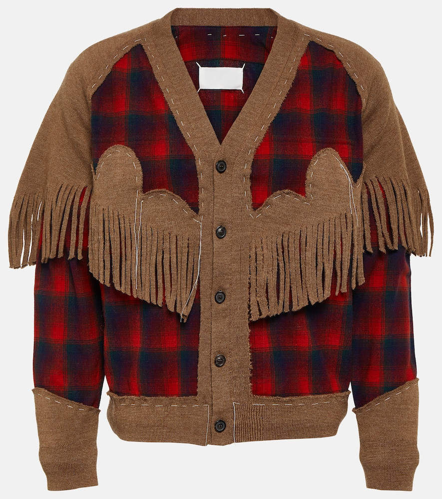 Maison Margiela Fringed checked wool cardigan | Mytheresa (US/CA)
