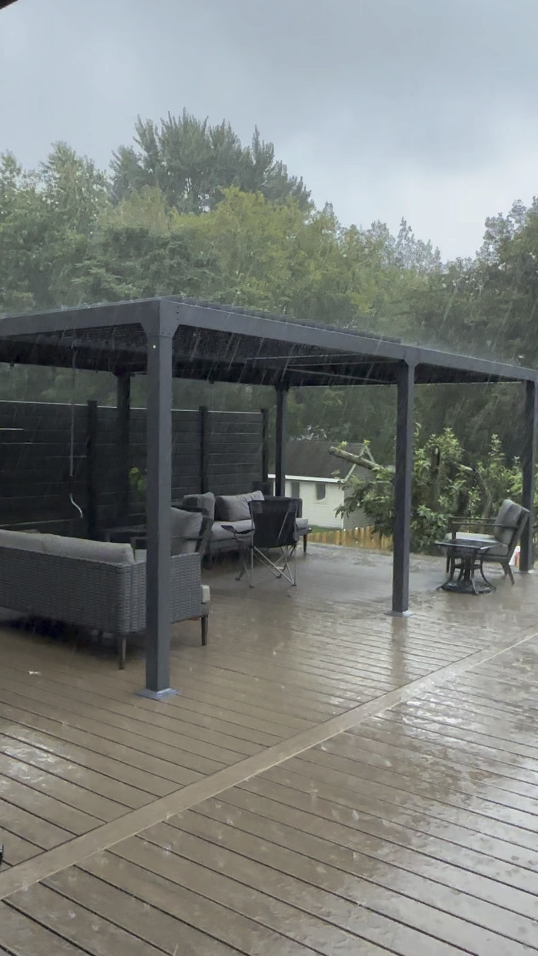 Loooove our new pergola. Is does a great job keeping the rain out...when it gets closed 😂

#LTKStyleTip #LTKHome #LTKSeasonal