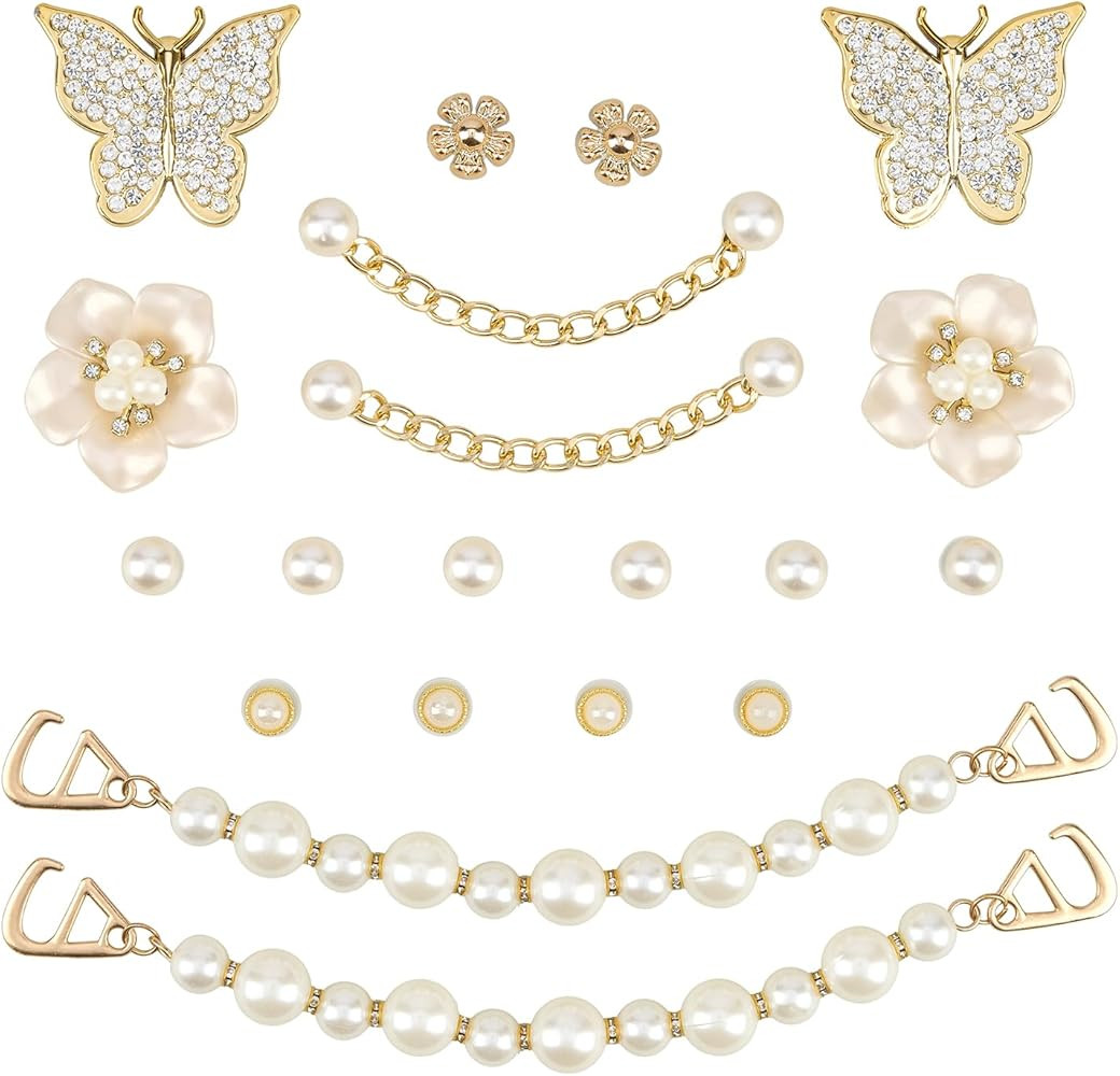 Bling Shoe Charms Girly Charms Bling Chain Shoes Accessories for Women Flower Clog Shoes Decorati... | Amazon (US)