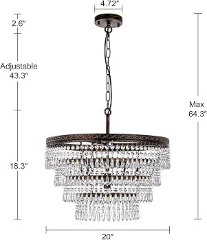 Wellmet Crystal Chandelier for Dining Rooms, 6-Light Antique Bronze Crystal Light Fixtures Ceilin... | Amazon (US)