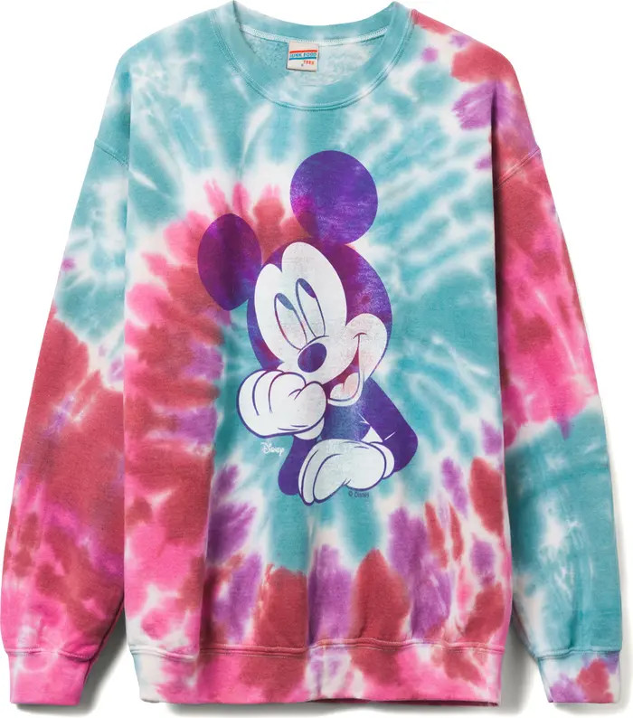Junk Food x Disney Mickey Mouse Tie Dye Fleece Graphic Sweatshirt | Nordstrom | Nordstrom