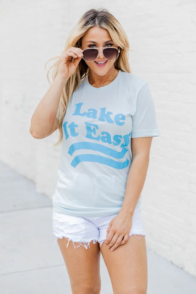 Lake It Easy Ice Blue Graphic Tee | Pink Lily