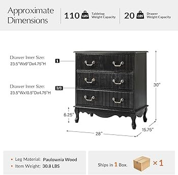 HULALA HOME Transitional Side Table with 3 Drawers and Charging Station, 28" Solid Paulownia Wood... | Amazon (US)