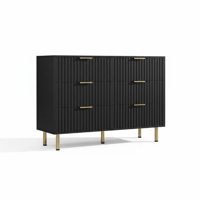 Modern Fluted 6 Drawer Dresser - 54" Wide Wooden Chest with Deep Storage - Large Double Dresser & TV Stand for Bedroom | Target