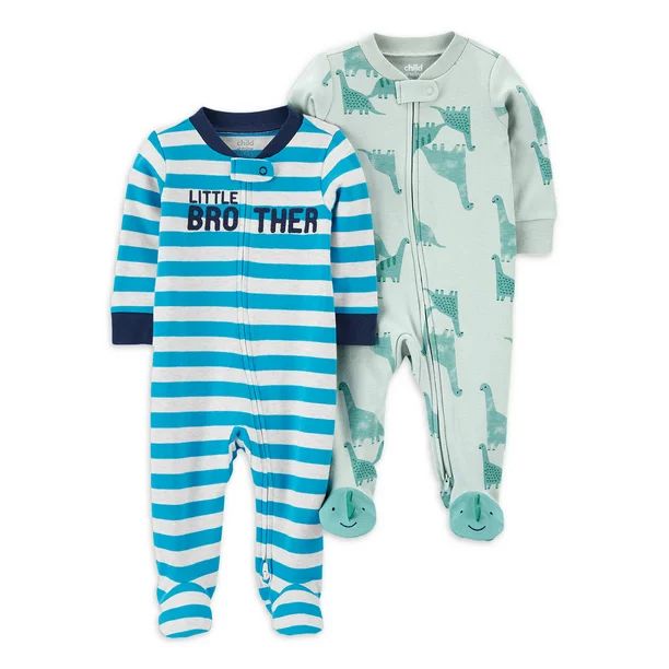 Carter's Child of Mine Newborn Baby Boy Interlock Sleep 'N Play Zipper Footed Pajamas, 2 Pack, Pr... | Walmart (US)